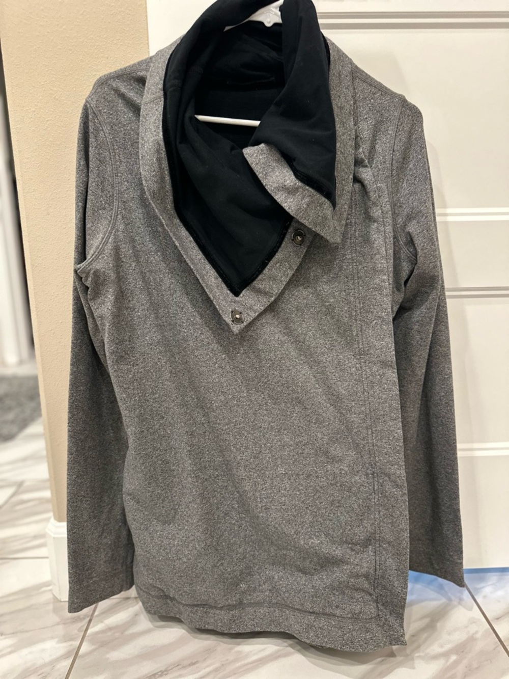 lululemon athletica Gray Sweater with Black Neck Panel